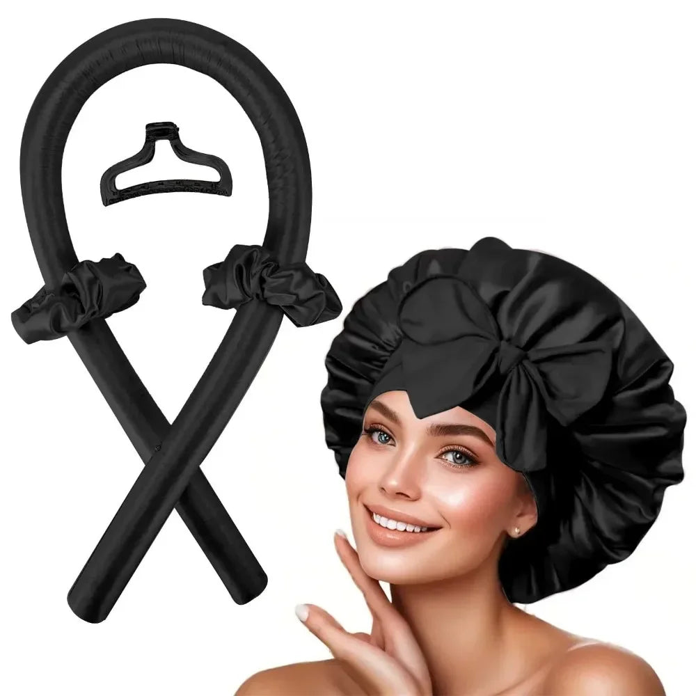 Heatless Curling Rod Headband Soft Hair Curler with Sleeping Bonnet No Heat Hair Rollers Satin Curls Lazy Curlers Styling Tools