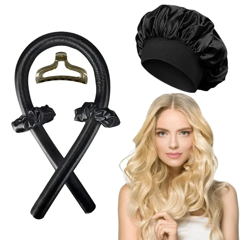 Heatless Curling Rod Headband Soft Hair Curler with Sleeping Bonnet No Heat Hair Rollers Satin Curls Lazy Curlers Styling Tools