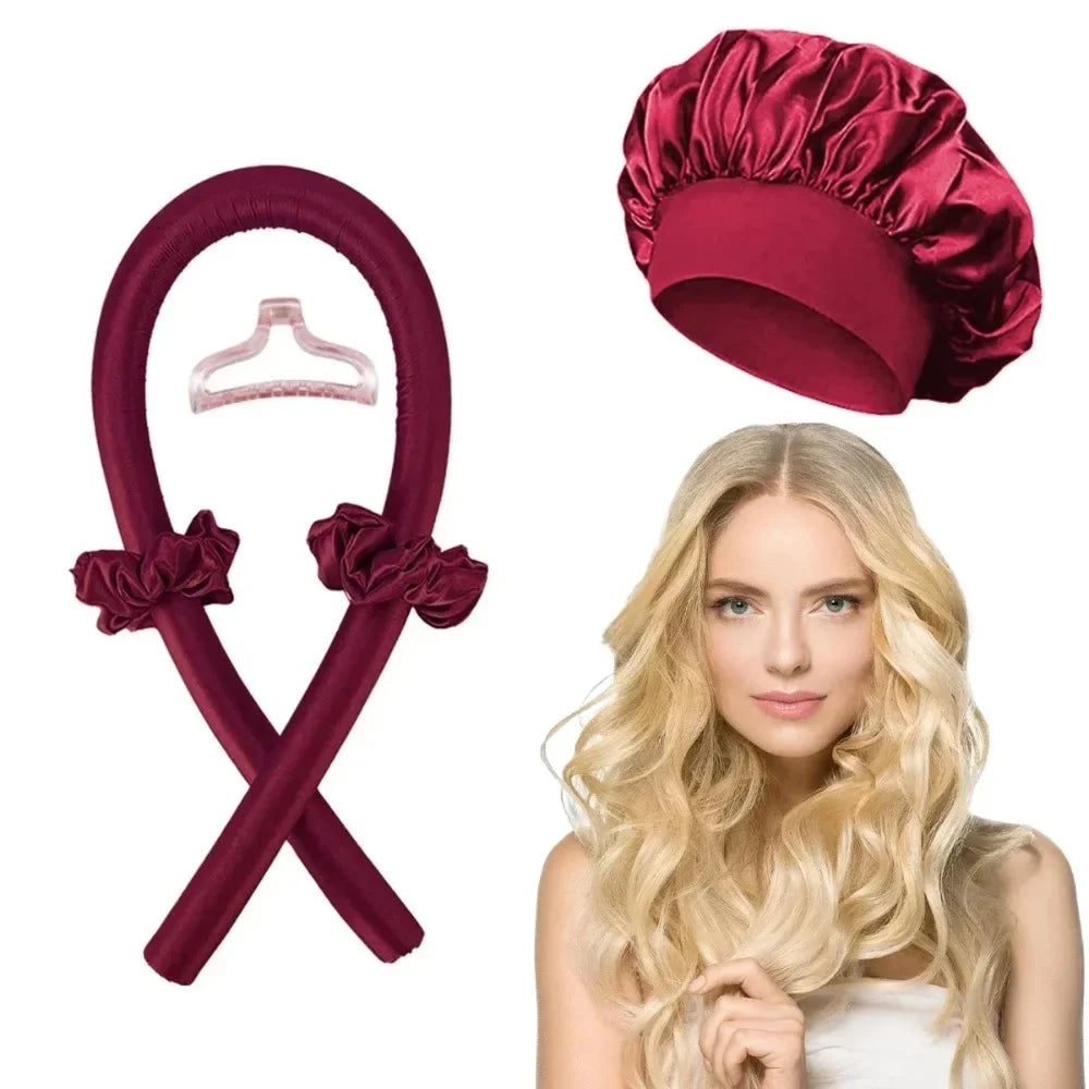 Heatless Curling Rod Headband Soft Hair Curler with Sleeping Bonnet No Heat Hair Rollers Satin Curls Lazy Curlers Styling Tools
